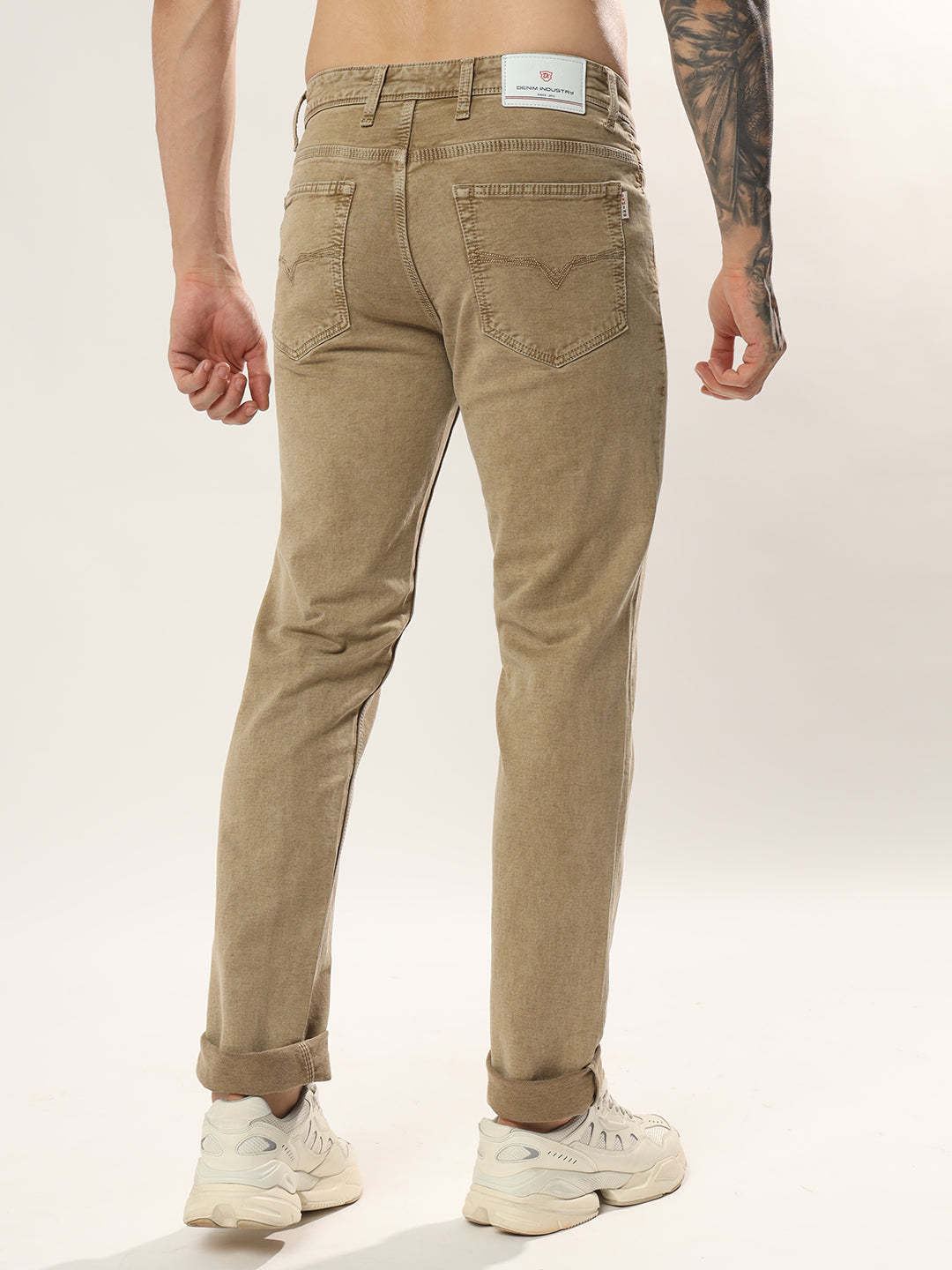 Classic Khakhi 5 Pocket Mid Rise Denim Comfort Fit Strechable Fabric