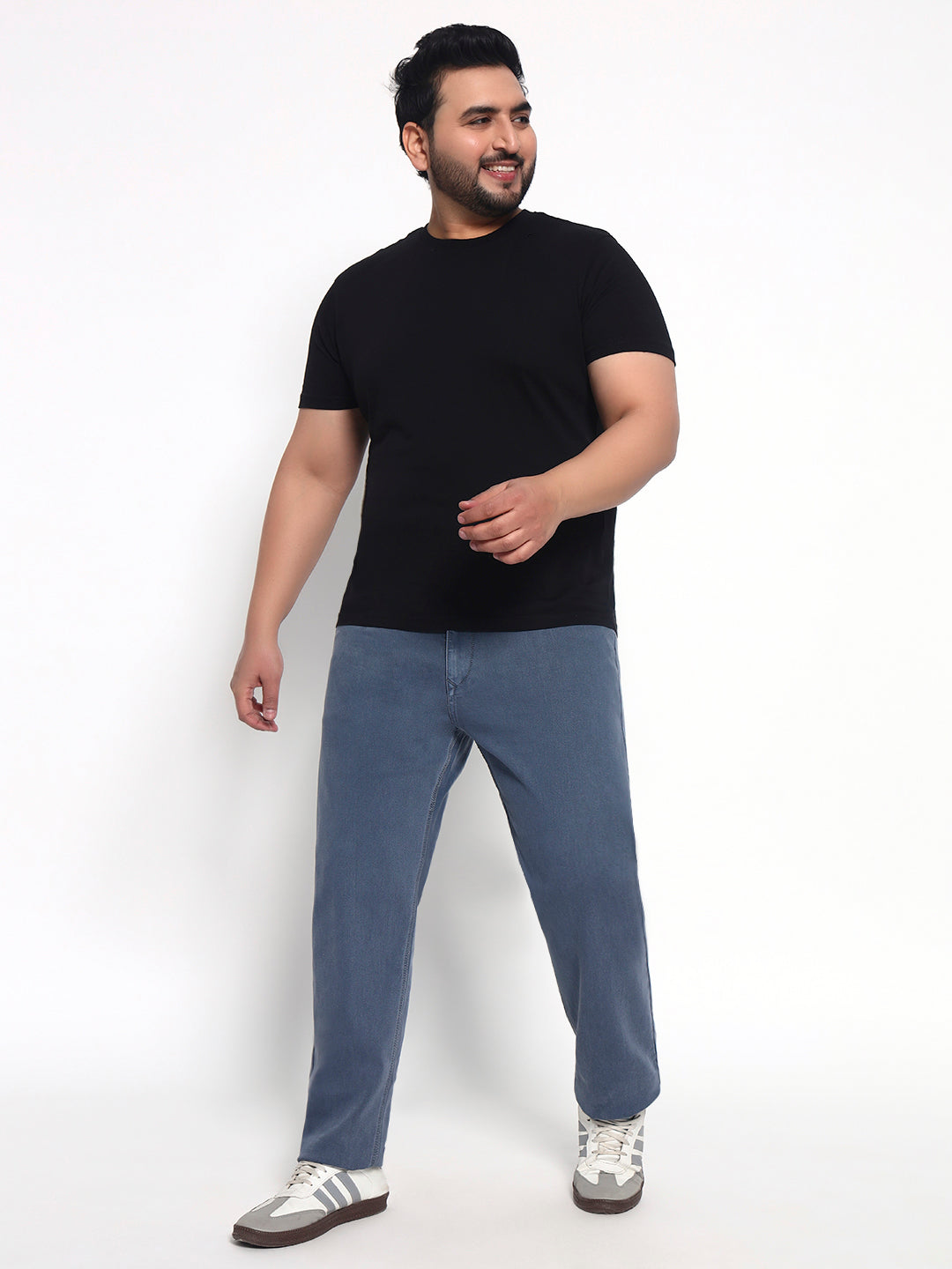 Bluish Grey Plus Size Midrise Comfort Fit Strech Jeans