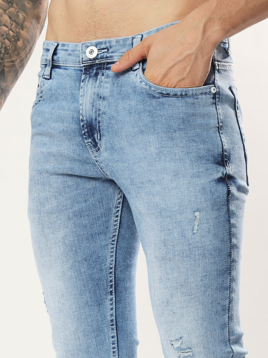 Mens 5 Pocket Midrise Narrow Fit Strech Jeans