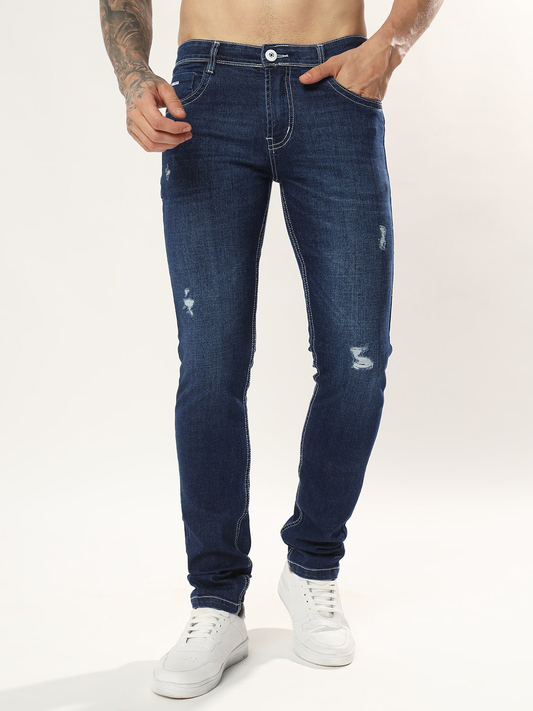 Mens 5 Pocket Midrise Narrow Fit Strech Jeans