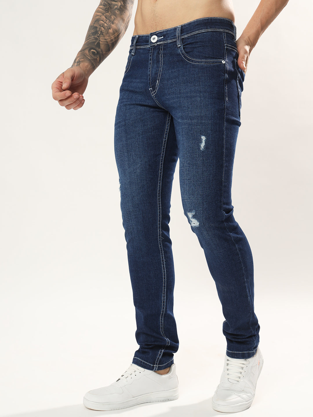 Mens 5 Pocket Midrise Narrow Fit Strech Jeans