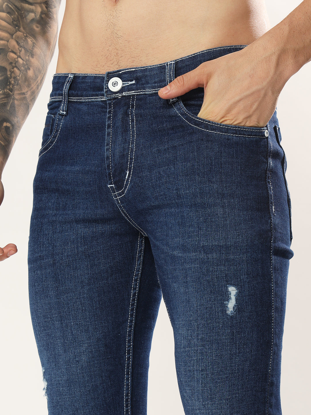 Mens 5 Pocket Midrise Narrow Fit Strech Jeans