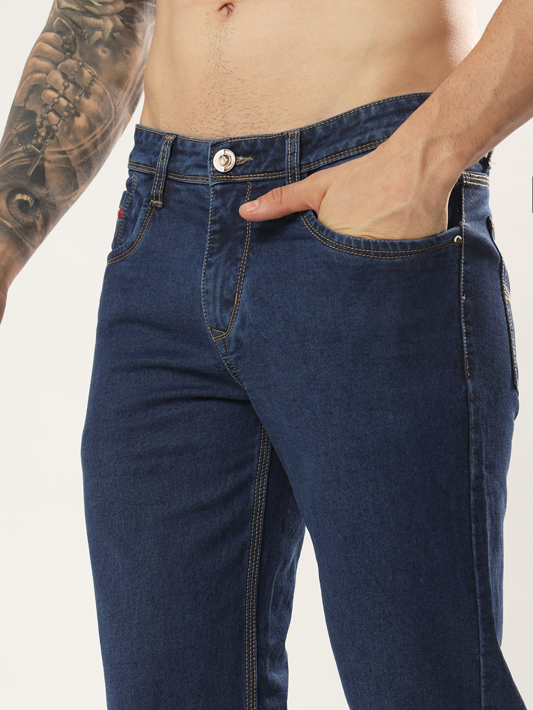 Mens 5 Pocket Midrise Comfort Fit Strech Jeans