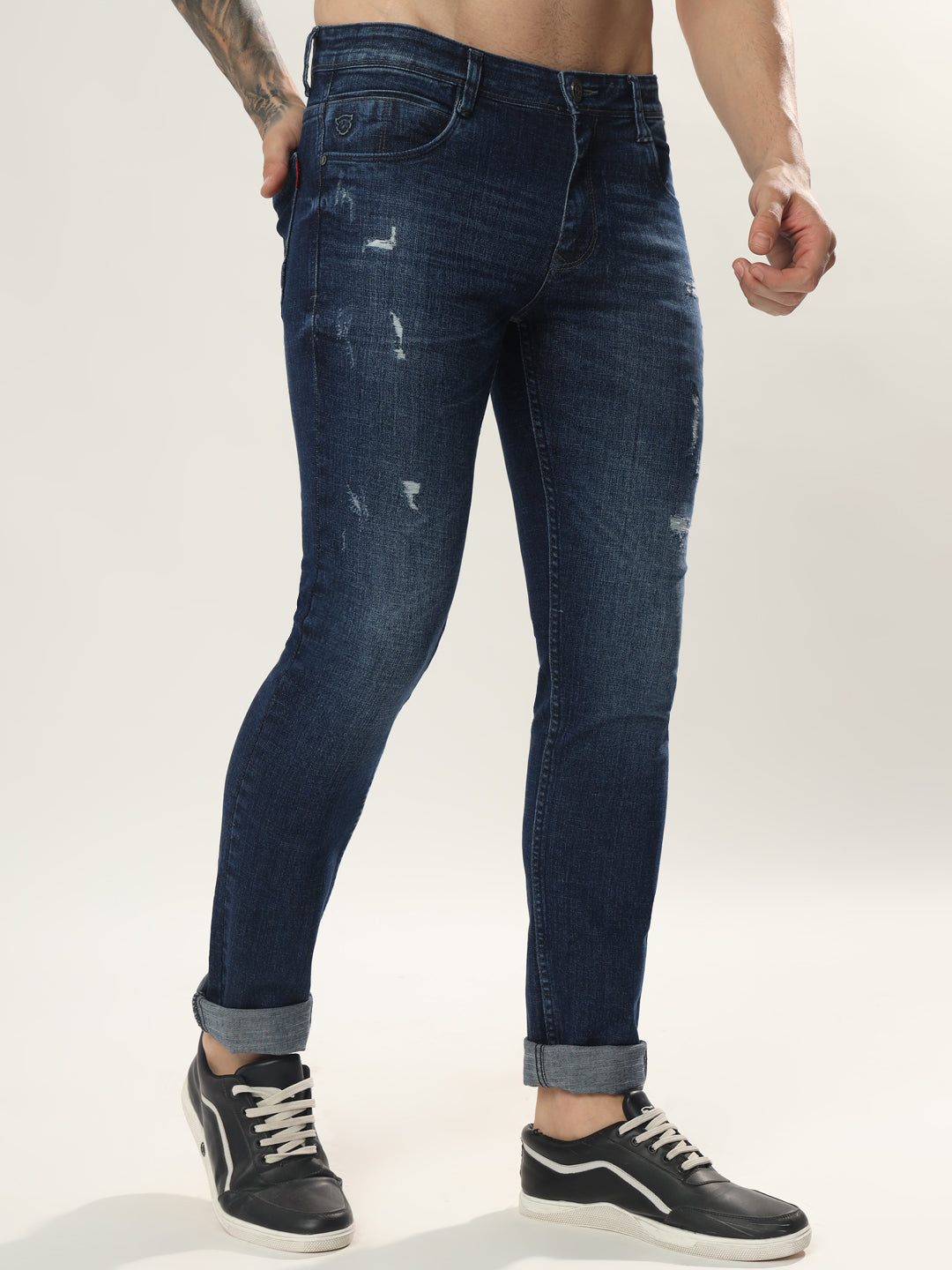 Mens 5 Pocket Midrise Narrow Fit Strech Jeans