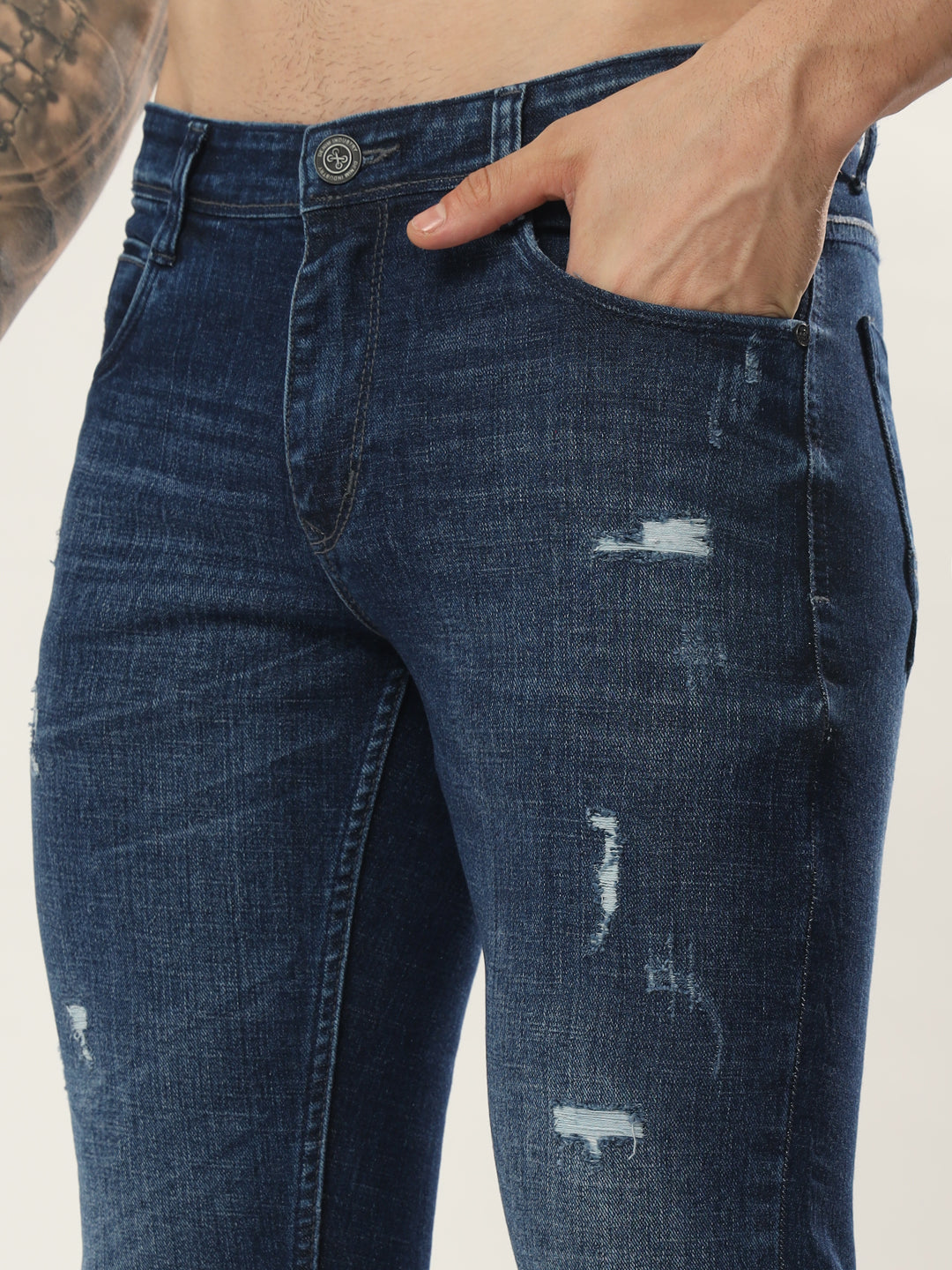 Mens 5 Pocket Midrise Narrow Fit Strech Jeans