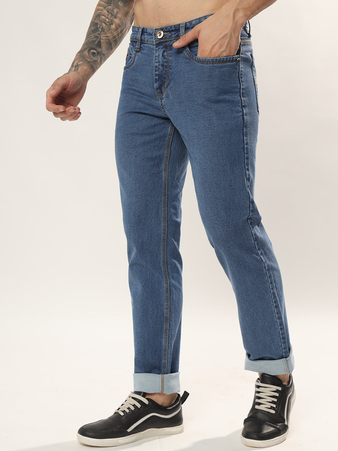 Mens 5 Pocket Midrise Comfort Fit Strech Jeans