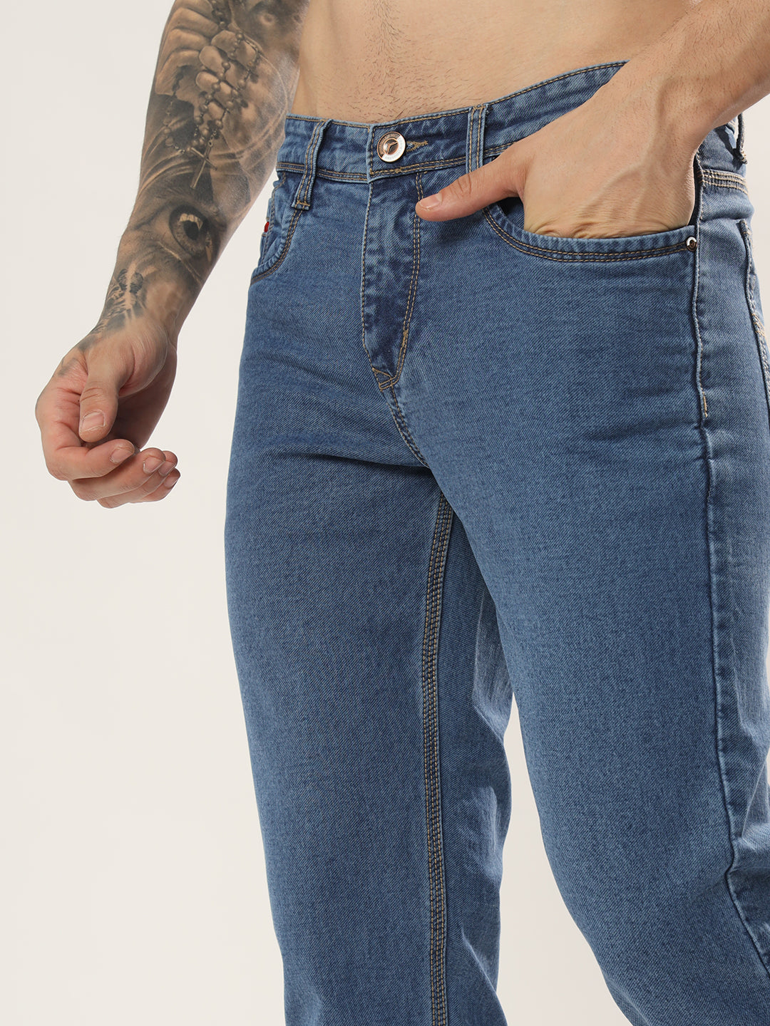 Mens 5 Pocket Midrise Comfort Fit Strech Jeans