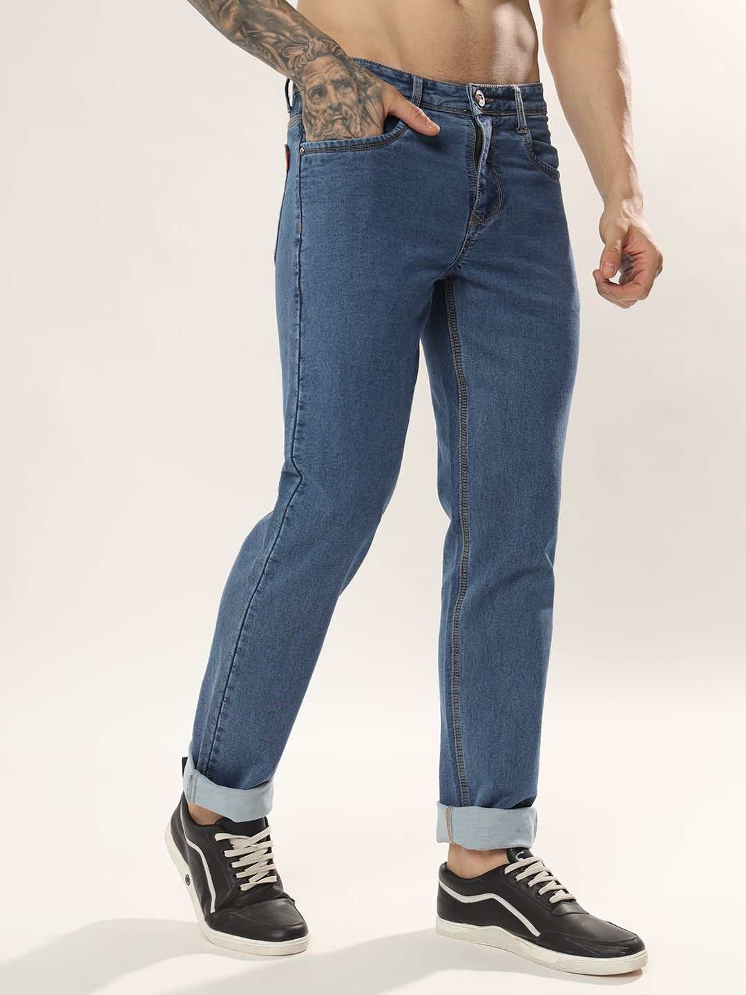 Mens 5 Pocket Midrise Comfort Fit Strech Jeans