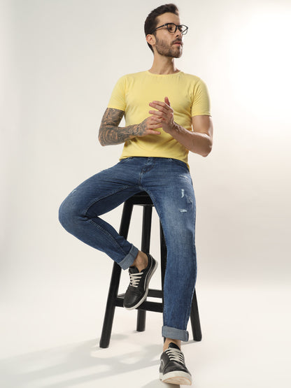Mens 5 Pocket Midrise Narrow Fit Strech Jeans