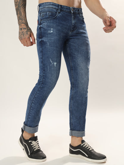 Mens 5 Pocket Midrise Narrow Fit Strech Jeans
