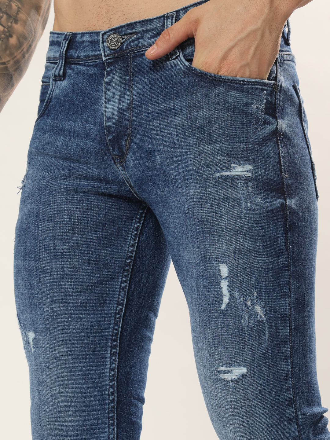 Mens 5 Pocket Midrise Narrow Fit Strech Jeans