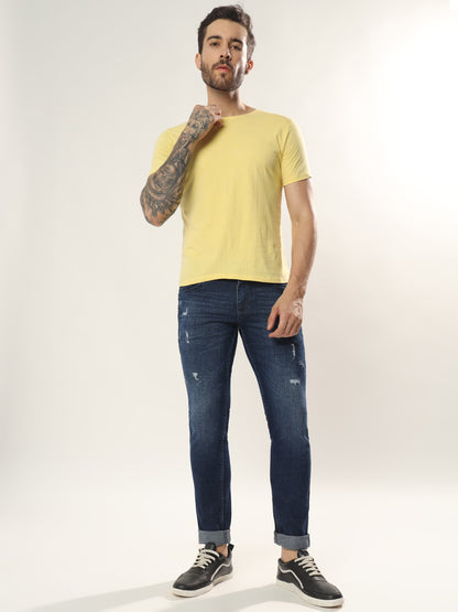 Mens 5 Pocket Midrise Narrow Fit Strech Jeans