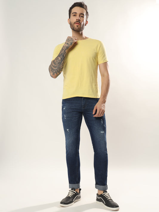 Mens 5 Pocket Midrise Narrow Fit Strech Jeans