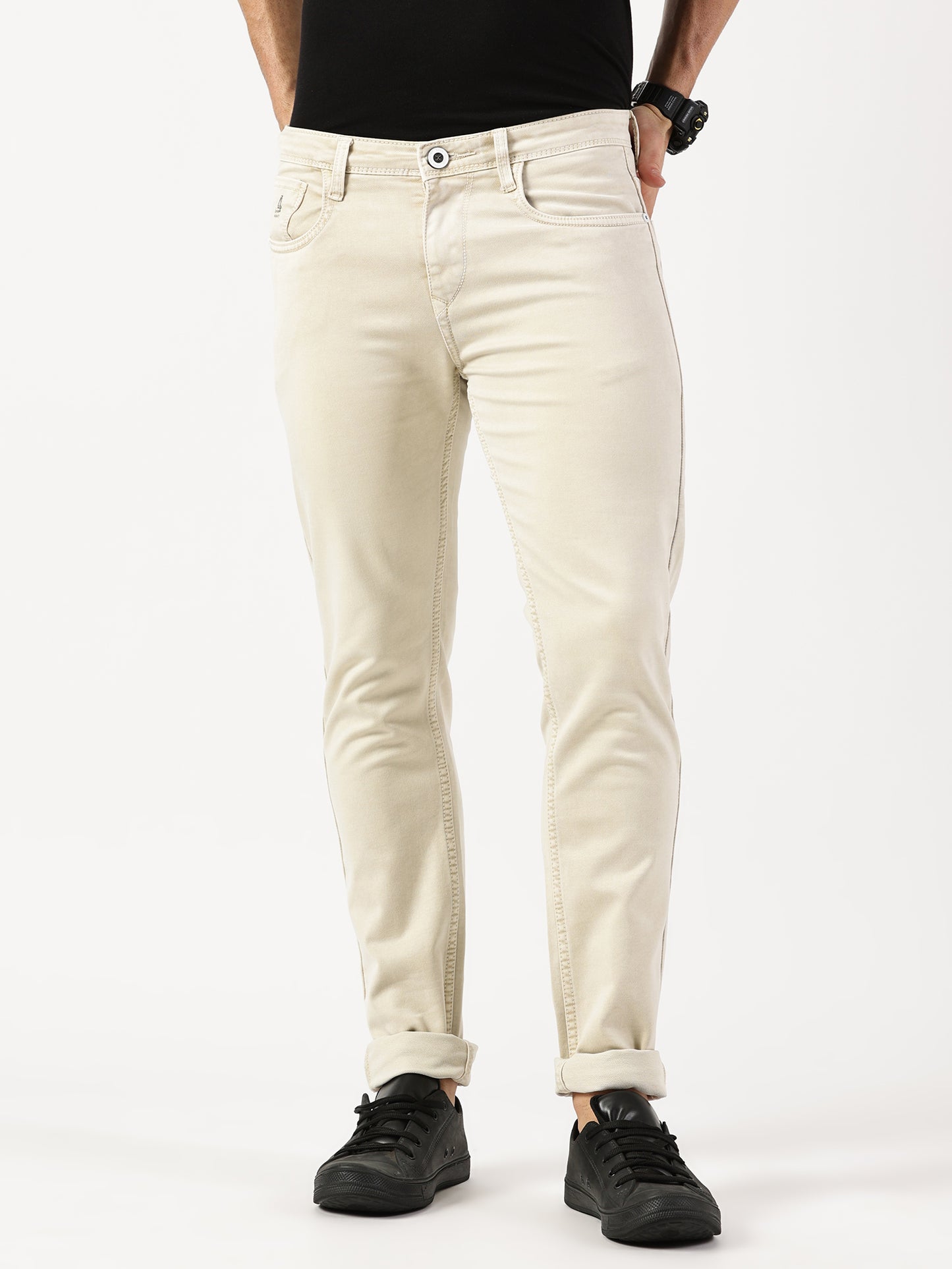 Mens 5 Pocket Midrise Narrow Fit Strech Jeans