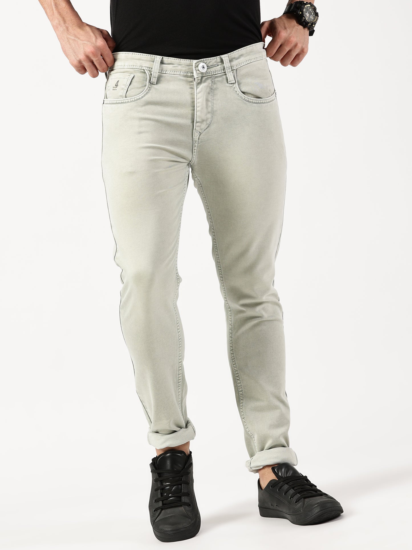 Mens 5 Pocket Midrise Narrow Fit Strech Jeans