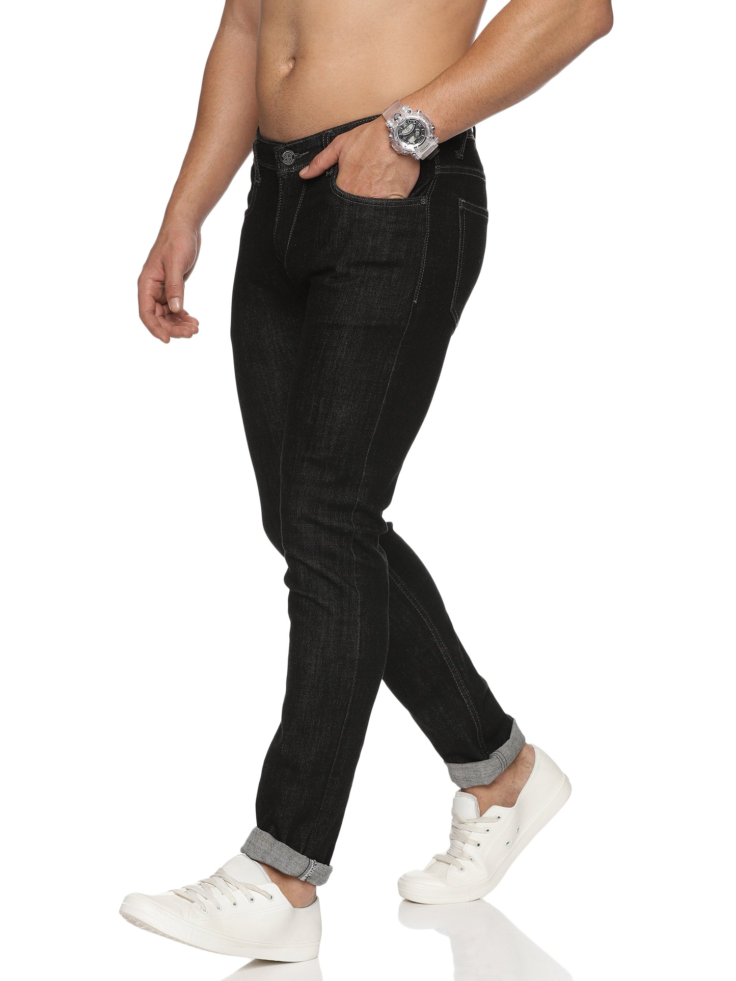 Mens 5 Pocket Midrise Narrow Fit Strech Jeans