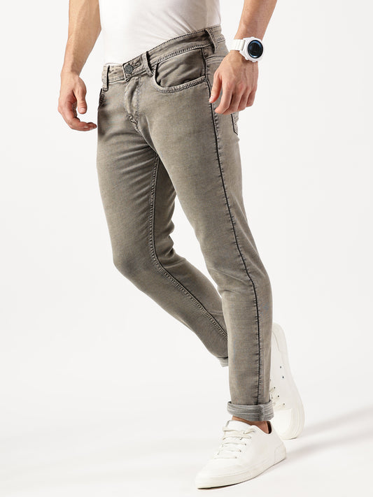 Classic Beige Narrow Fit Men's Jeans