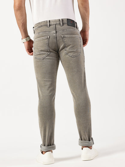 Classic Beige Narrow Fit Men's Jeans