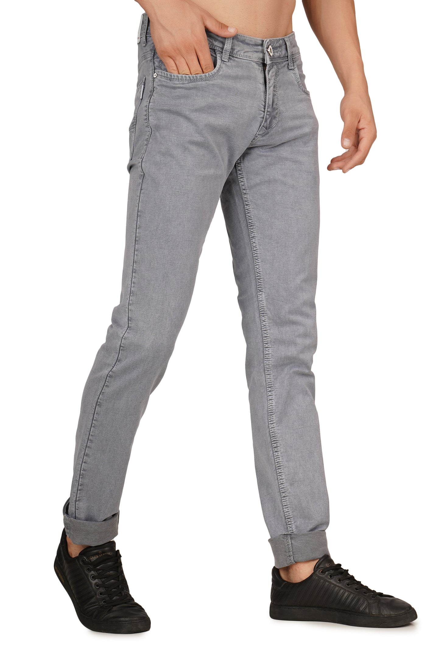 Mens 5 Pocket Midrise Narrow Fit Strech Jeans