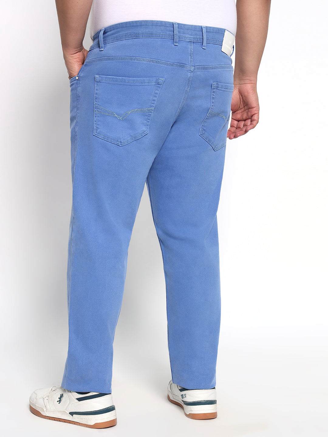 Sky Blue Plus Size Midrise Comfort Fit Strech Jeans
