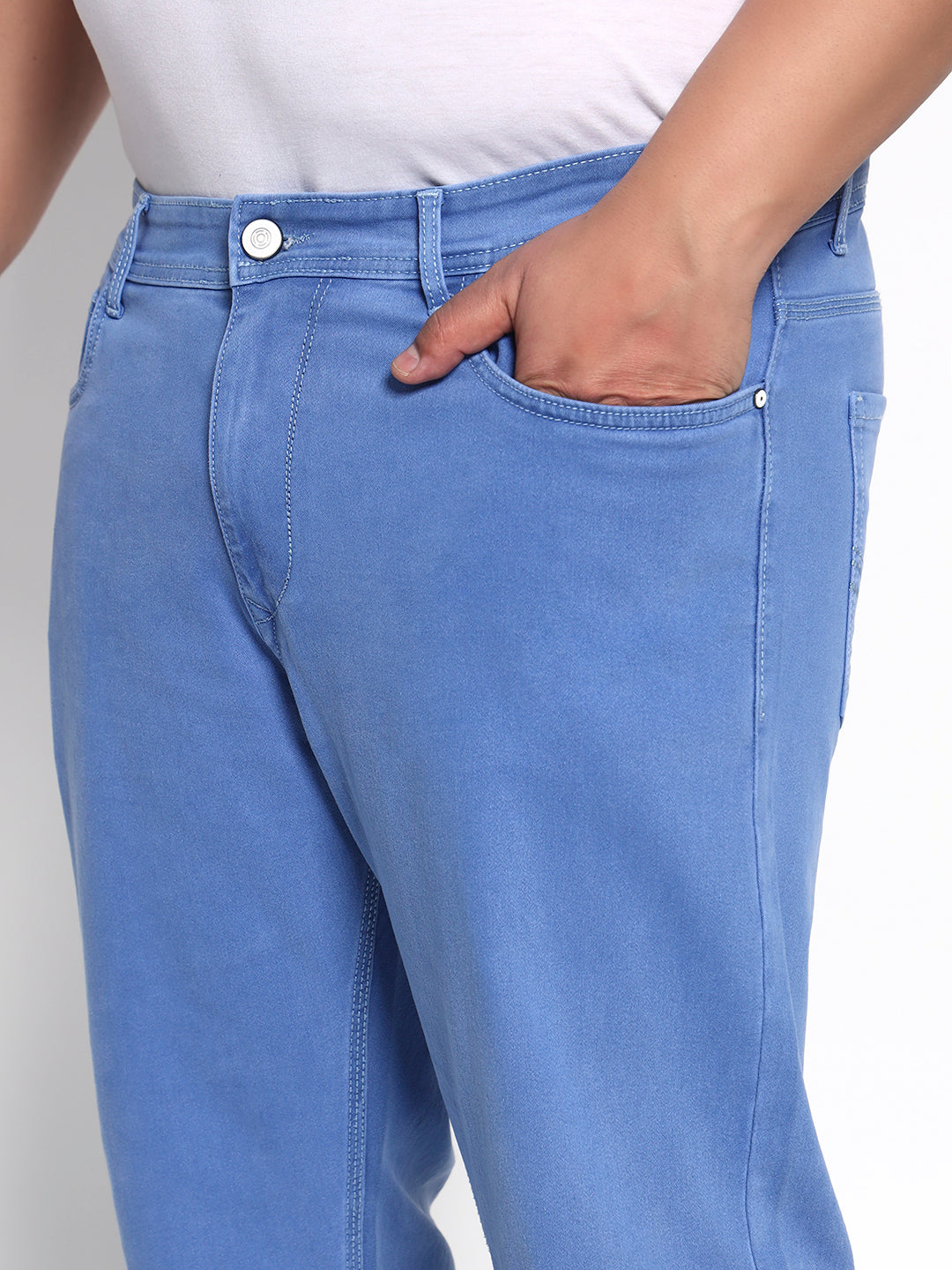 Sky Blue Plus Size Midrise Comfort Fit Strech Jeans