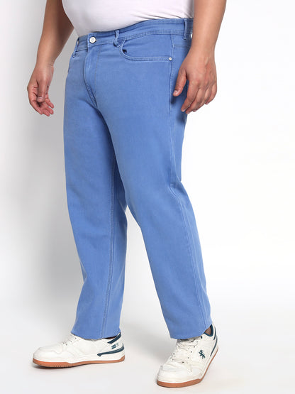 Sky Blue Plus Size Midrise Comfort Fit Strech Jeans