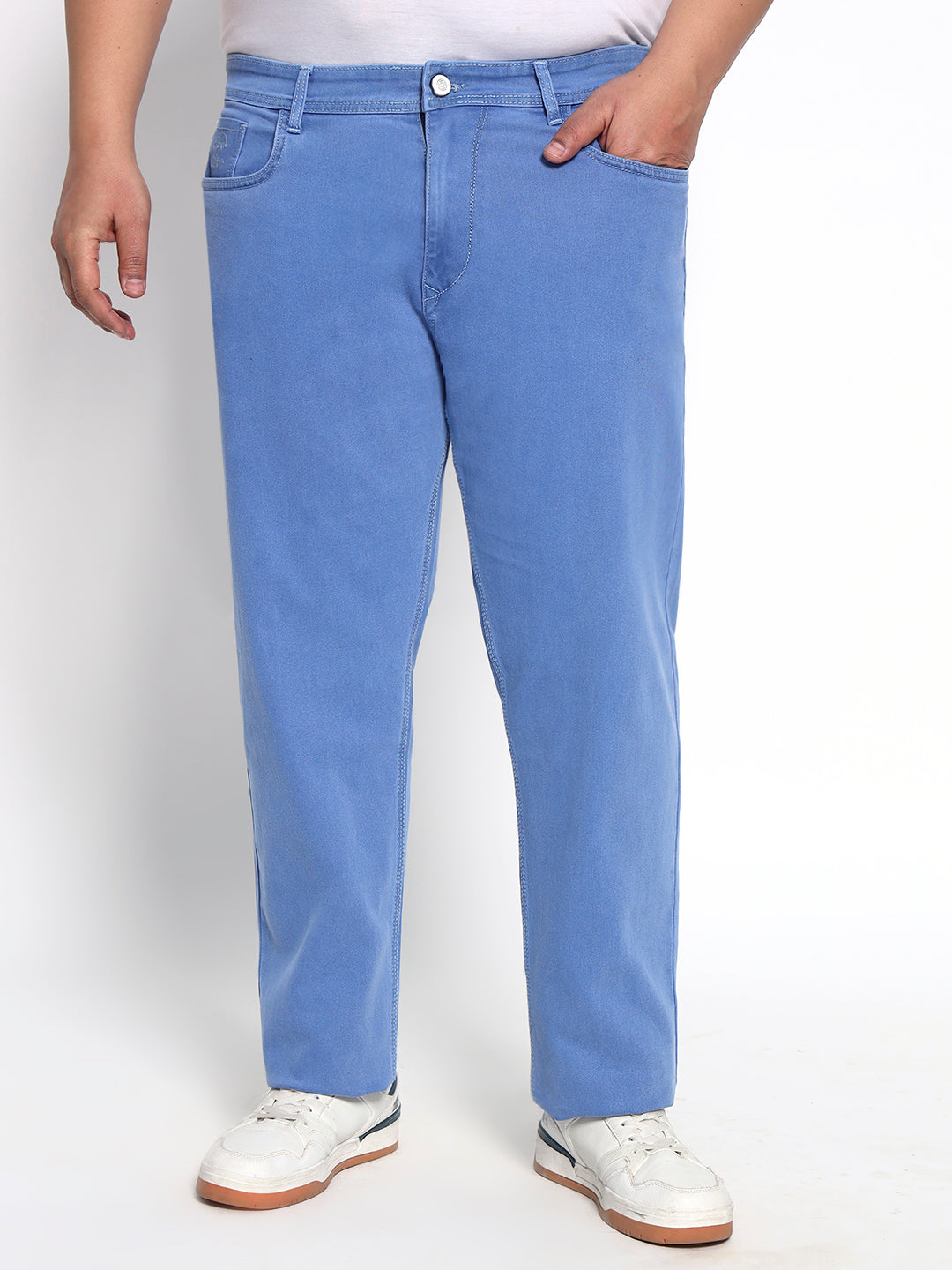 Sky Blue Plus Size Midrise Comfort Fit Strech Jeans