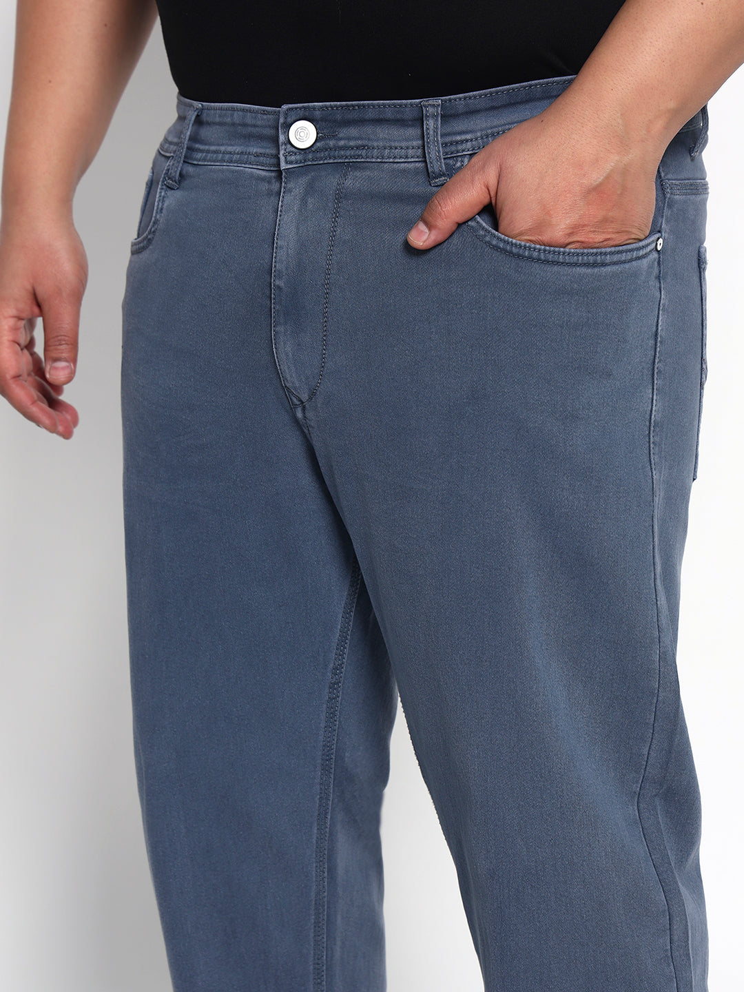 Bluish Grey Plus Size Midrise Comfort Fit Strech Jeans