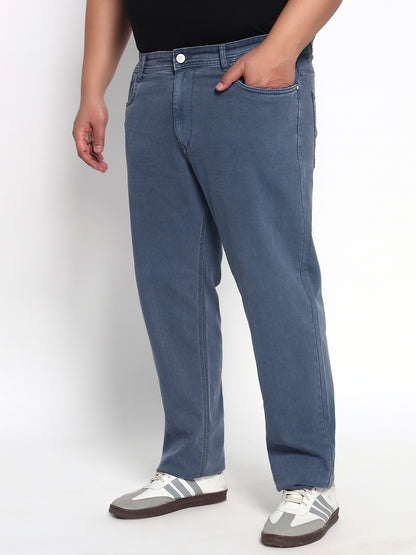 Bluish Grey Plus Size Midrise Comfort Fit Strech Jeans