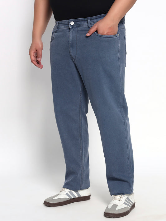Bluish Grey Plus Size Midrise Comfort Fit Strech Jeans