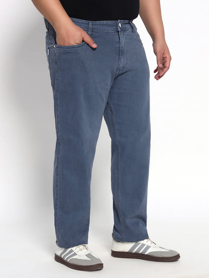 Bluish Grey Plus Size Midrise Comfort Fit Strech Jeans