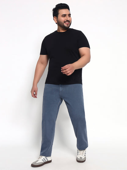 Bluish Grey Plus Size Midrise Comfort Fit Strech Jeans