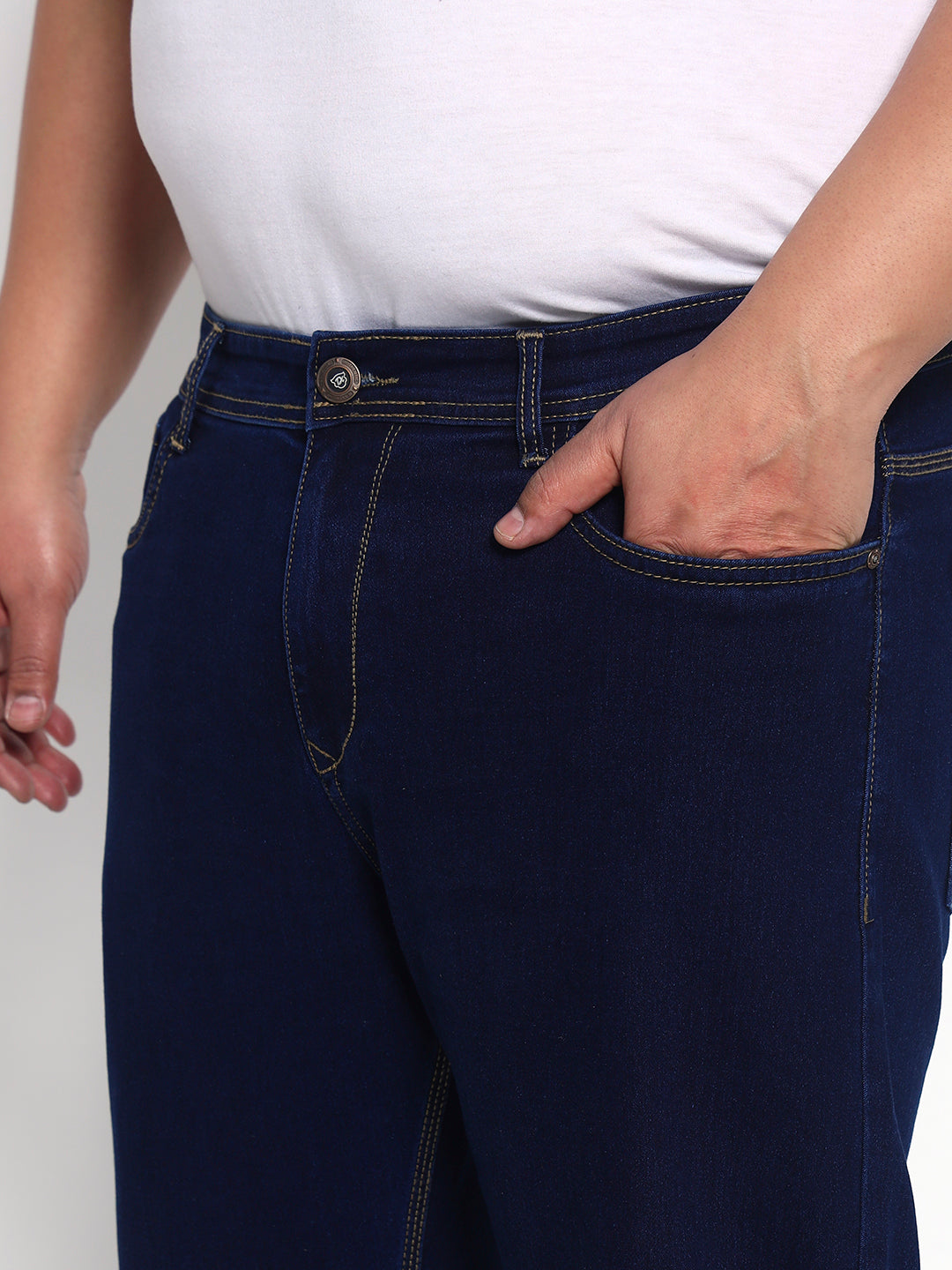 Deep Indigo Plus Size Midrise Comfort Fit Strech Jeans