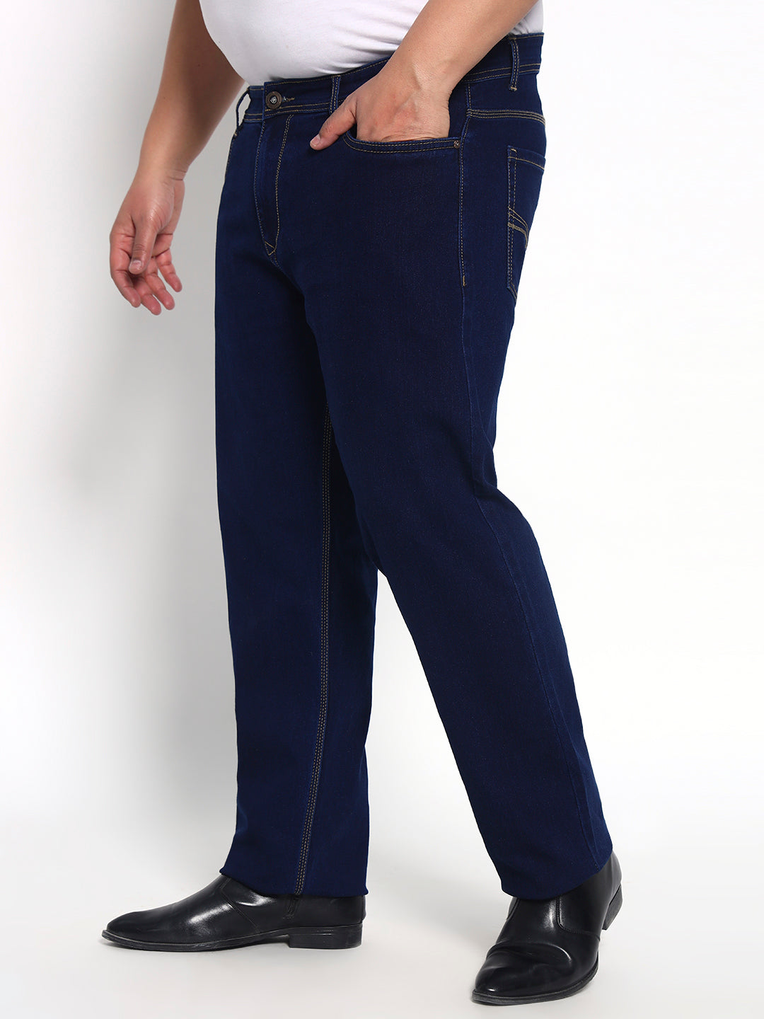 Deep Indigo Plus Size Midrise Comfort Fit Strech Jeans